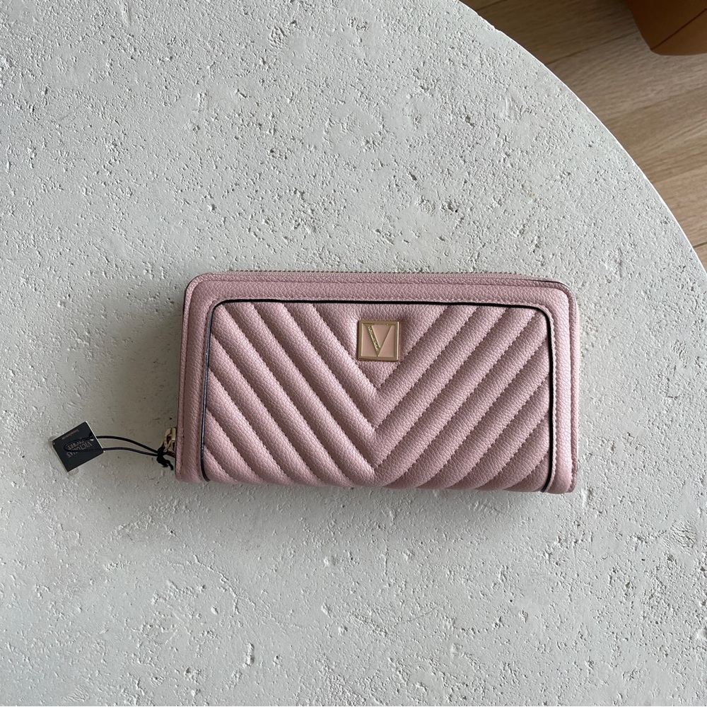 Victoria's Secret Large Quilted Women’s Wallet with Zip Pink